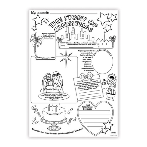 Color-Your-Own Story of Christmas Poster - 50/pk