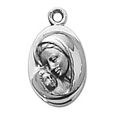 Sterling Silver Medal on Chain - Madonna with Child