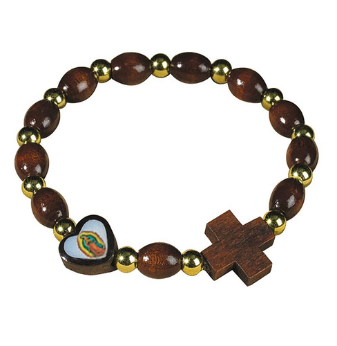 Our Lady of Guadalupe Heart Rosary Bracelet - 24/pk