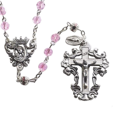 Pink Diamond-Cut Crystal Rosary