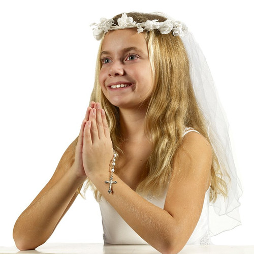 Floral Crown First Communion Veil - 12/pk