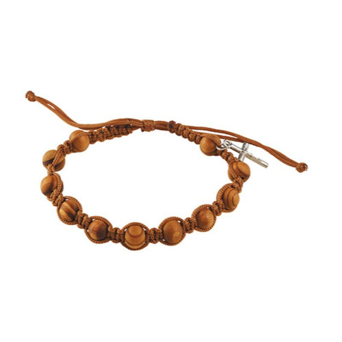 Olive Wood Finish Rosary Bracelet - 12/pk