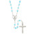 Aqua Pearlized Heart Rosary - 12/pk