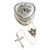 Heart with Roses Pewter Finish Rosary Box