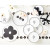 Paper Table Runner - Black Flowers
