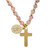 Pink Marbled Miraculous Medal and Cross Pendant - 12/pk