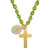 Aqua Green Marbled Miraculous Medal and Cross Pendant - 12/pk