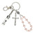 Pink Pearl One Decade Rosary with Holy Water Bottle Key Ring - 4/pk