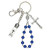 Blue Pearl One Decade Rosary with Holy Water Bottle Key Ring - 4/pk