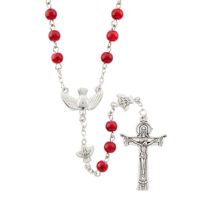 Holy Spirit Red Marble Confirmation Rosary - 6/pk - [Consumer]Autom