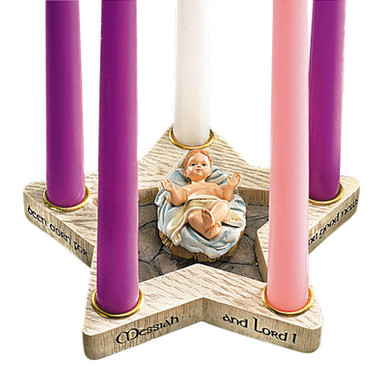 Star-Shaped Advent Wreath with Removable Baby Jesus