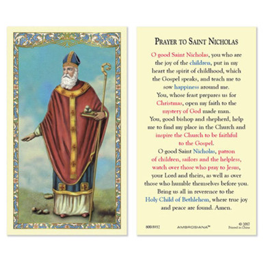 St. Nicholas Prayer Laminated Holy Card - 25/pk - [Consumer]Autom