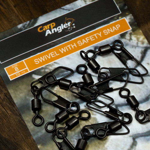 Carp Angler Swivel With Safety Snap (size 8 / 10 pcs)