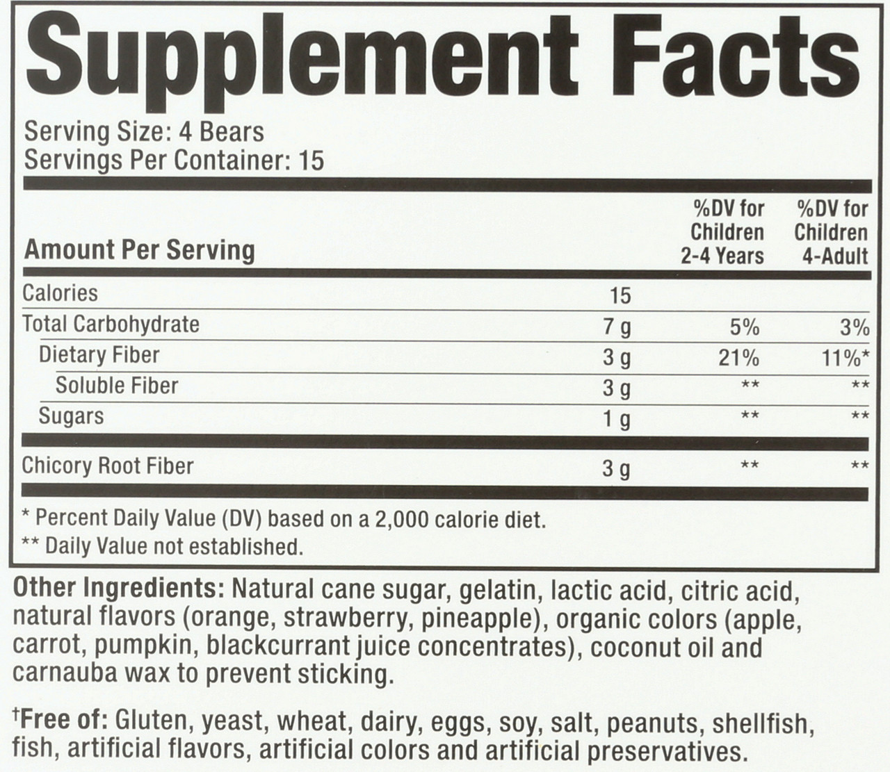 Fiber Digestive Health All Natural Fruit Flavors & Colors Promotes Digestive Health & Regularity 60 Gummy Bears