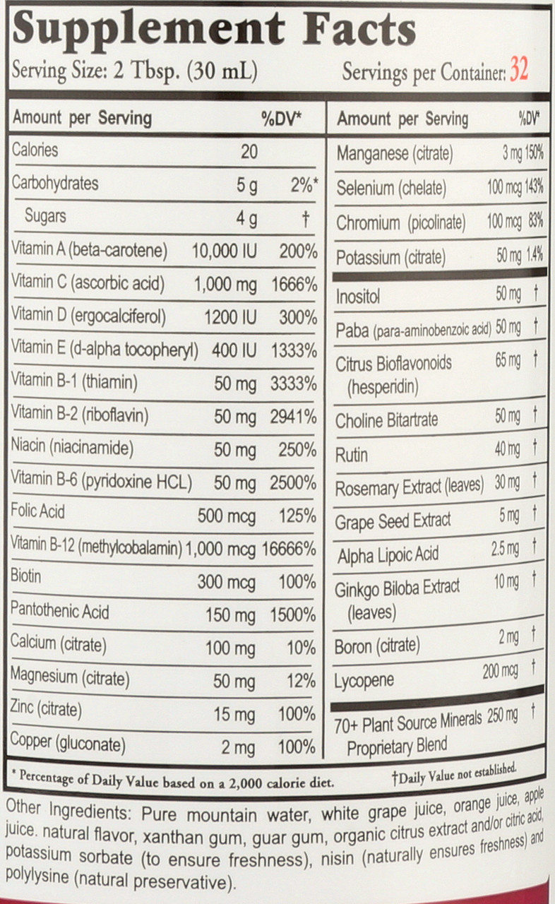 Liquid Nutrients Vm100 Complete Vitamin Minerals Antioxidants 32 Fl oz 946 Ml