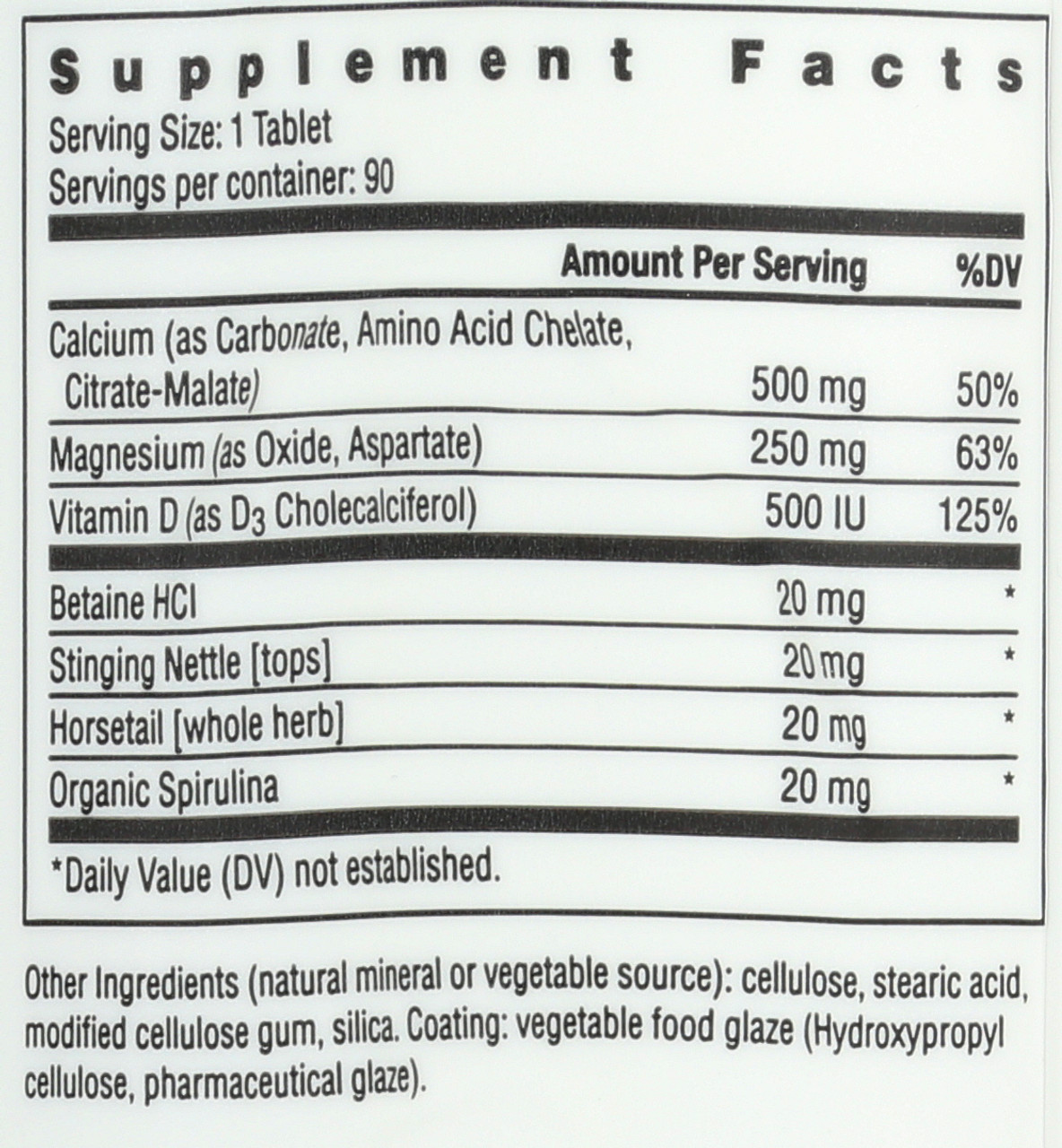 Food Based Calcium With Magnesium & Vitamin D3 Dietary Supplement 90 Tablets