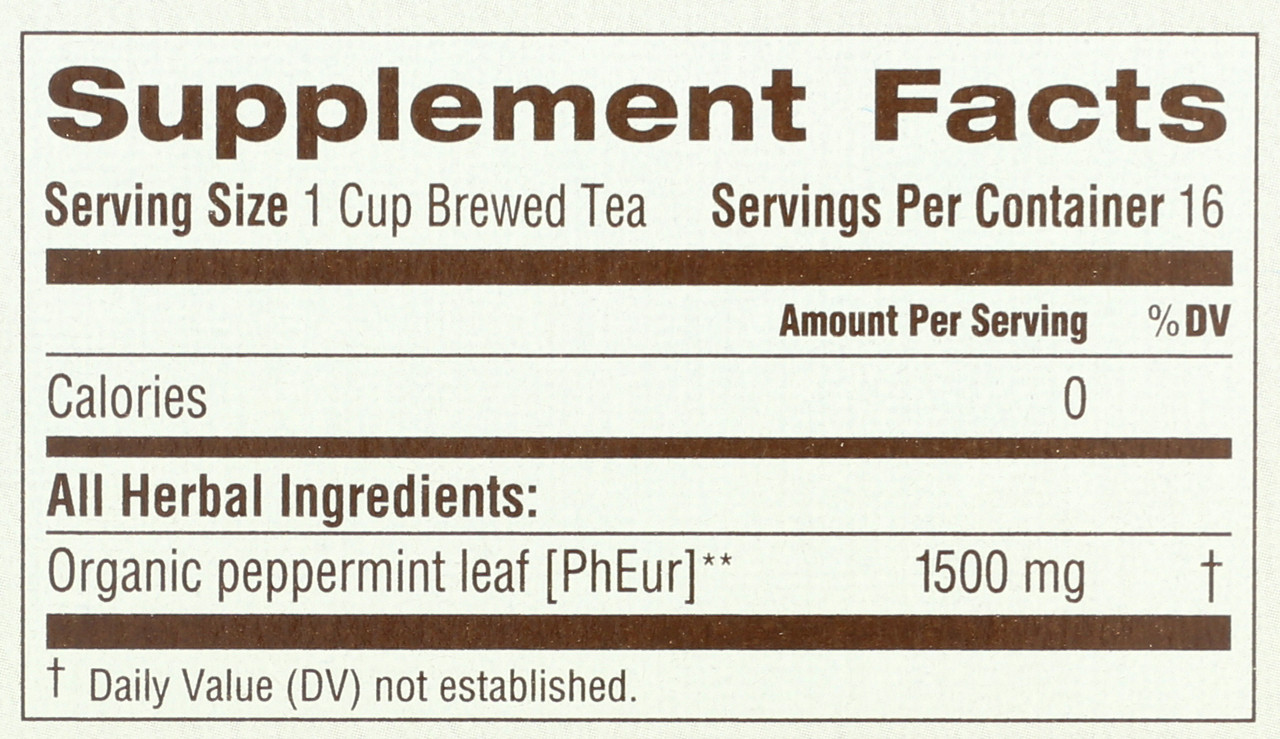 Herbal Tea Peppermint Organic 16 Tea Bag 0.85oz