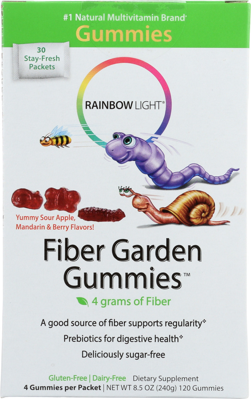 Fiber Garden Gummies Yummy Sour Apple, Mandarin & Berry Flavors!