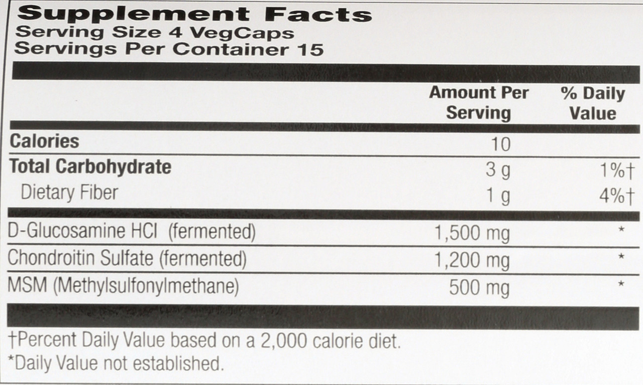 100% Vegetarian Glucosamine Chondroitin MSM 60 Vegetarian Capsules