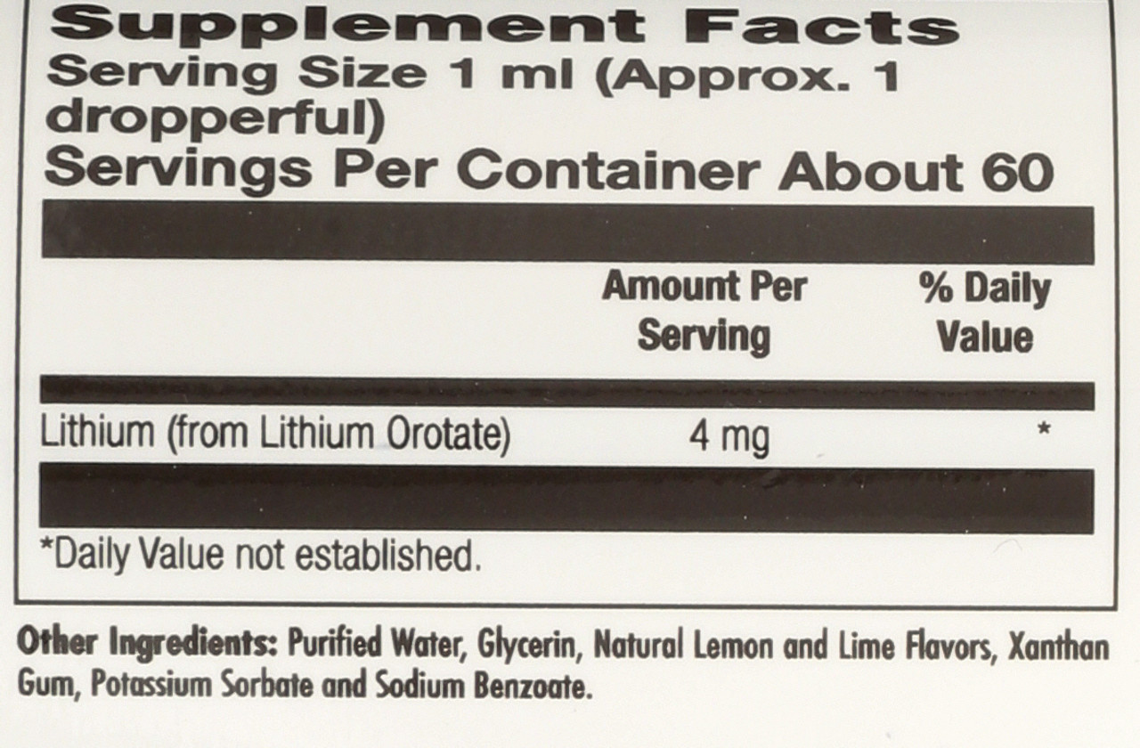 Lithium Orotate Drop Ins Lemon Lime 2 Fl oz 60mL