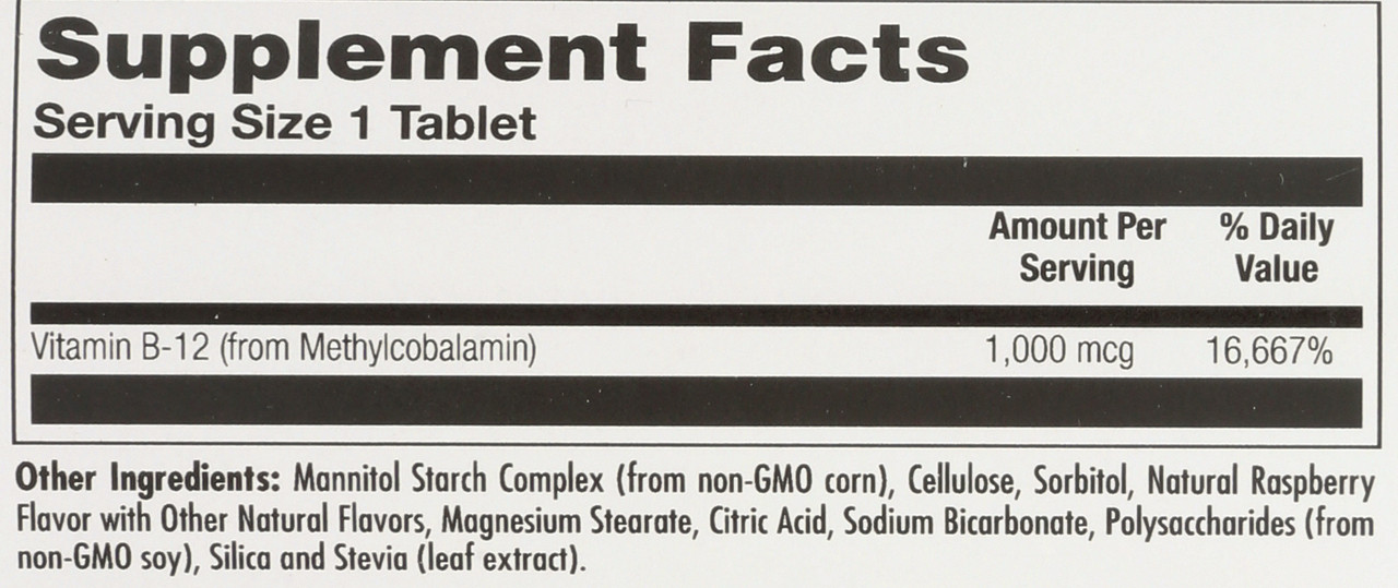 B-12 Methylcobalamin Activmelt Raspberry 90 Micro Tablets