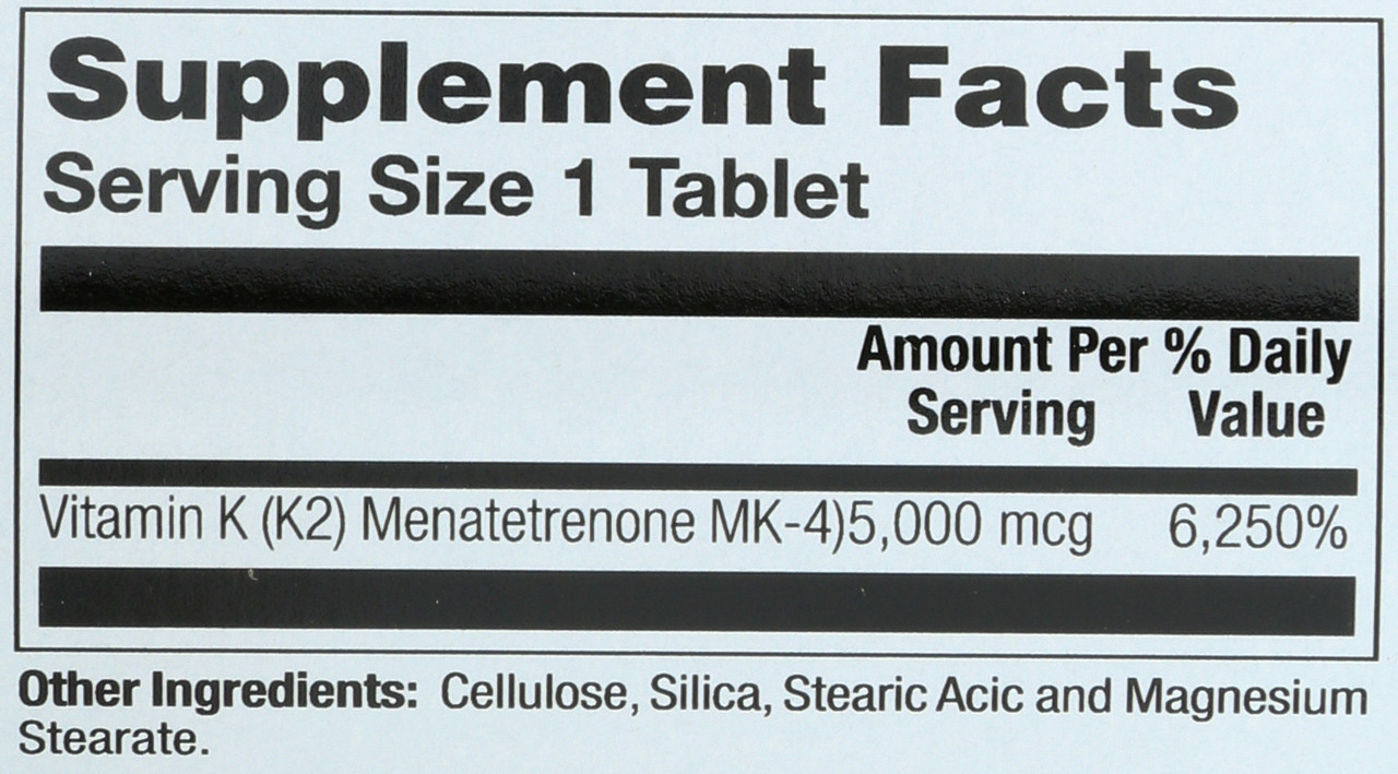 Vitamin K-2 5,000mcg 60 Tablet