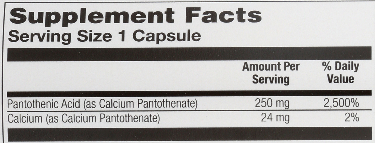 Pantothenic Acid 100 Capsules