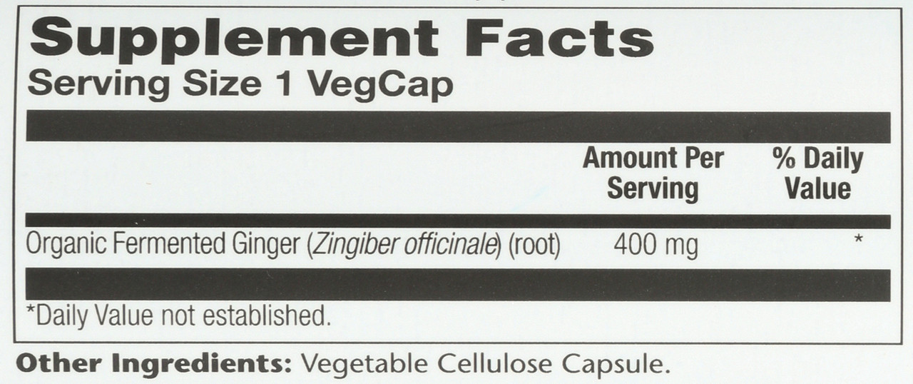 Fermented Ginger 400mg Per Capsule 100 Vegetarian Capsules