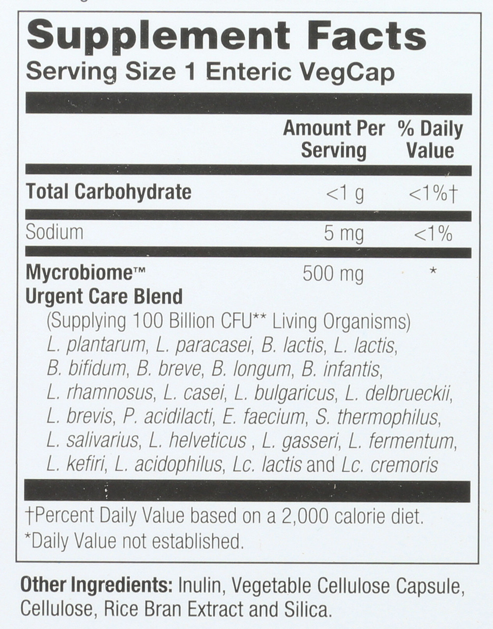 Mycrobiome Probiotic Urgent Care, 100 Billion, 24 Strain Once Daily 30 Vegetarian Capsules