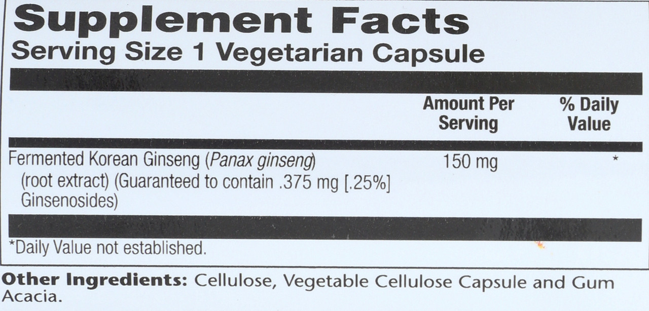 Fermented Ginseng 30 Vegetarian Capsules