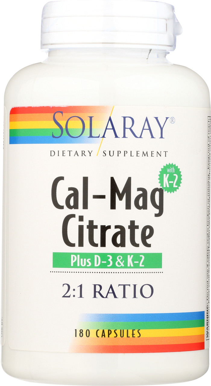 Calcium & Magnesium Citrate With Vitamins D-3 & K-2, 2:1 Ratio 180 Capsules