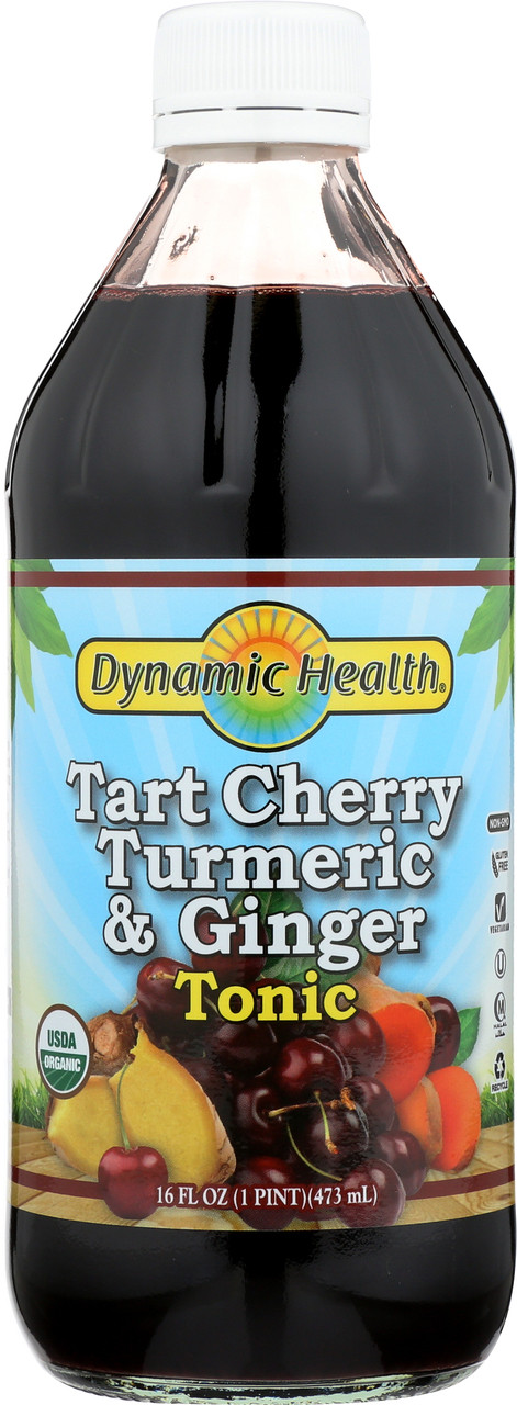 Tart Cherry, Turmeric & Ginger Tonic Certified Organic Glass 16 Fl oz 1 Pint 473mL