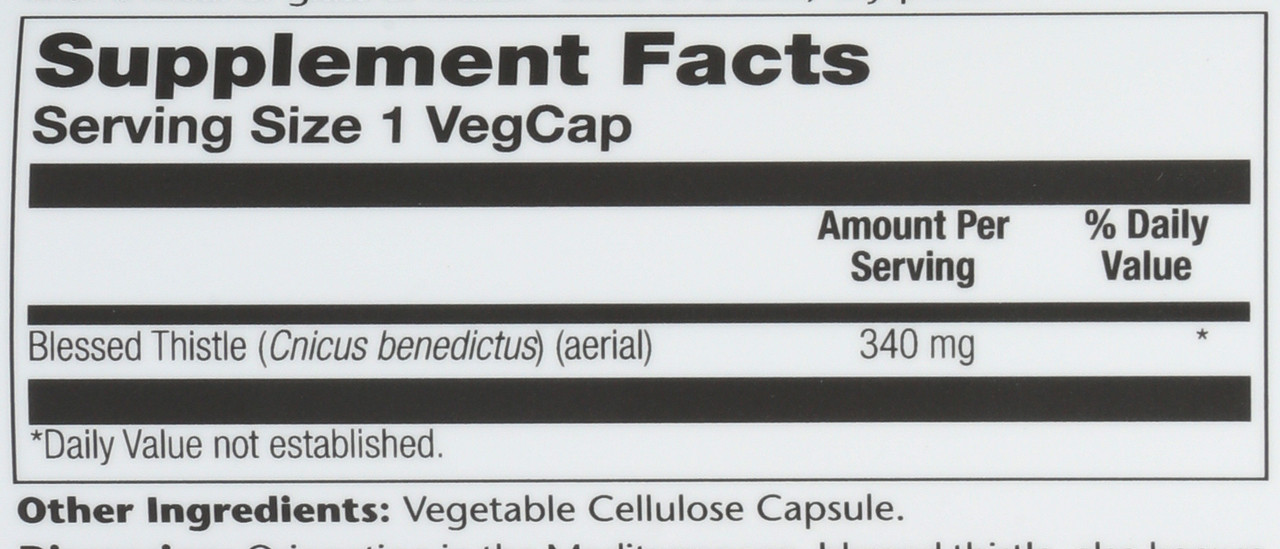 Blessed Thistle 100 Vegetarian Capsules