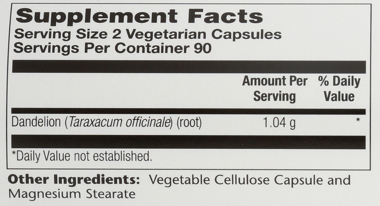 Dandelion Root 180 Vegetarian Capsules 520mg