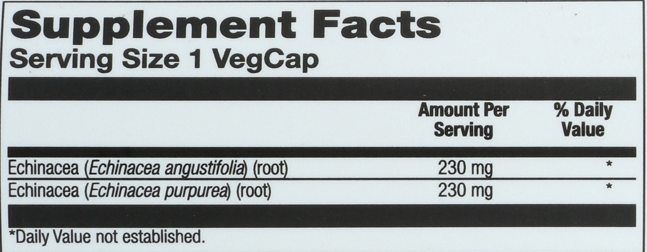 Echinacea Purpurea & Angustifolia Root 100 Vegetarian Capsules 460mg