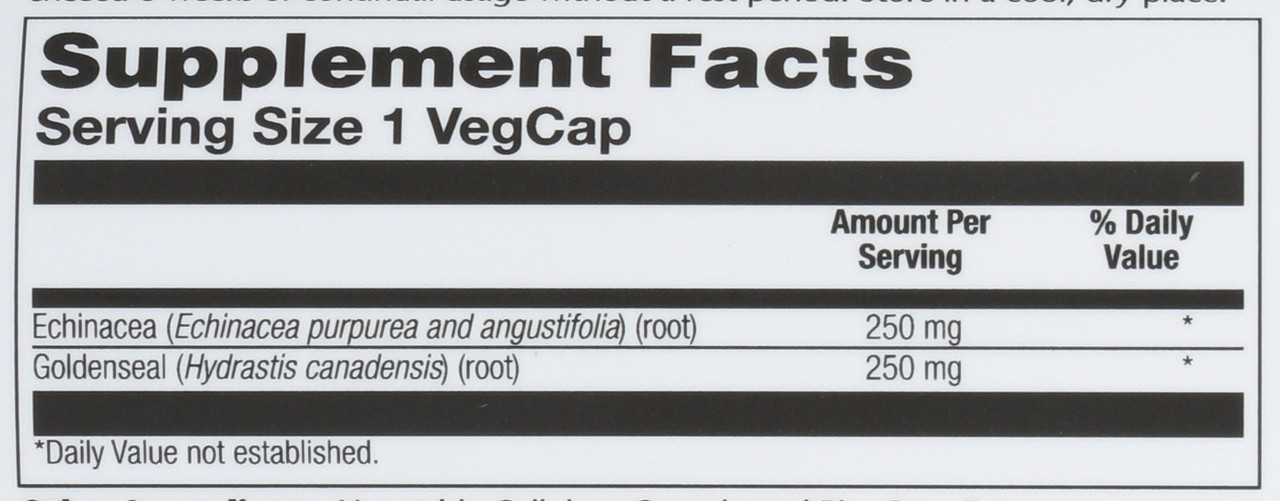 Echinacea Root & Goldenseal Root 100 Vegetarian Capsules