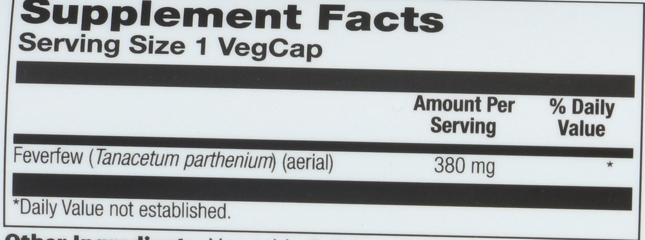 Feverfew Leaf 100 Vegetarian Capsules
