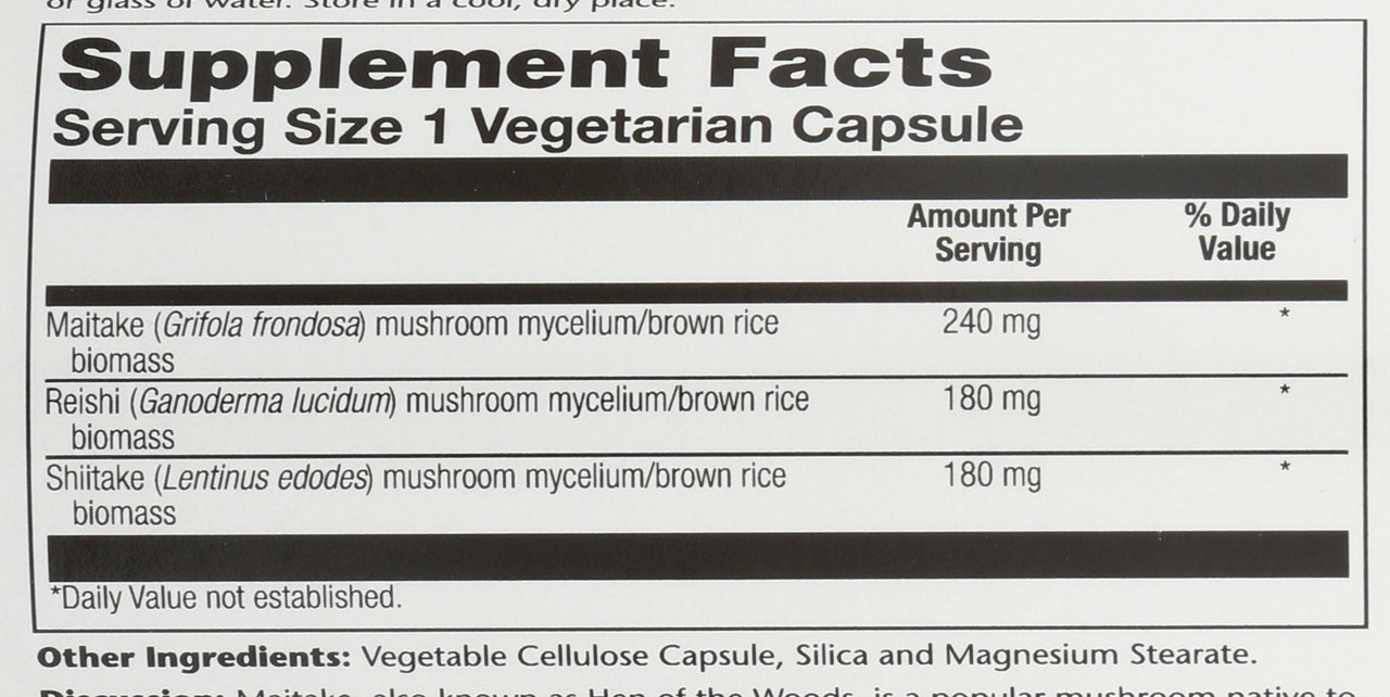 Maitake Mushroom 100 Vegetarian Capsules