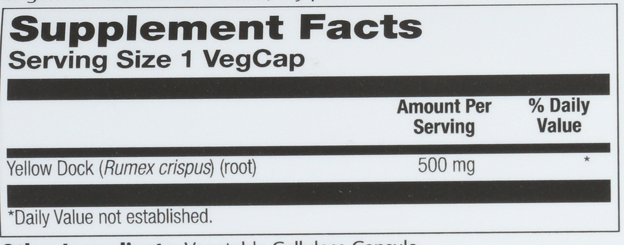 Yellow Dock Whole Root 100 Vegetarian Capsules