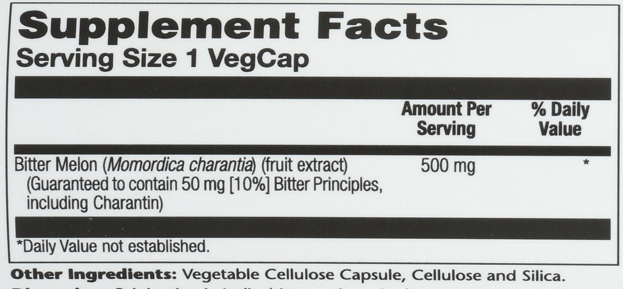Bitter Melon Fruit Extract 10% 30 Vegetarian Capsules