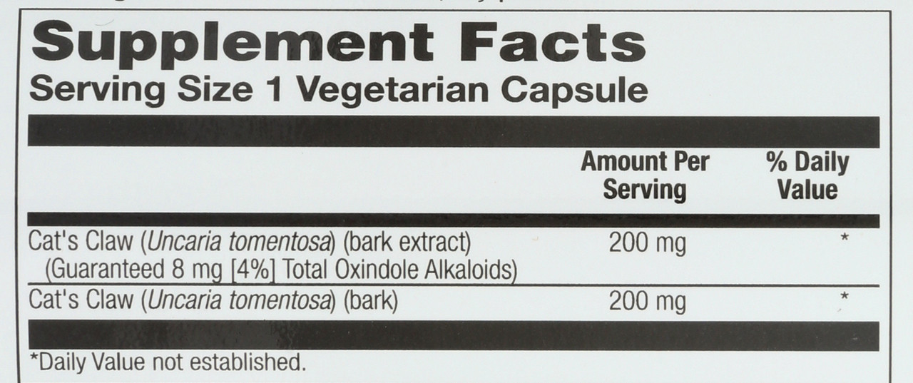 Cat's Claw Bark Extract 30 Vegetarian Capsules