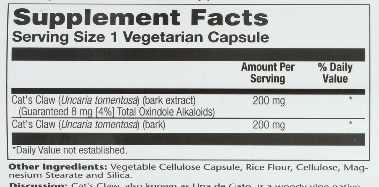 Cat's Claw Bark Extract 30 Vegetarian Capsules