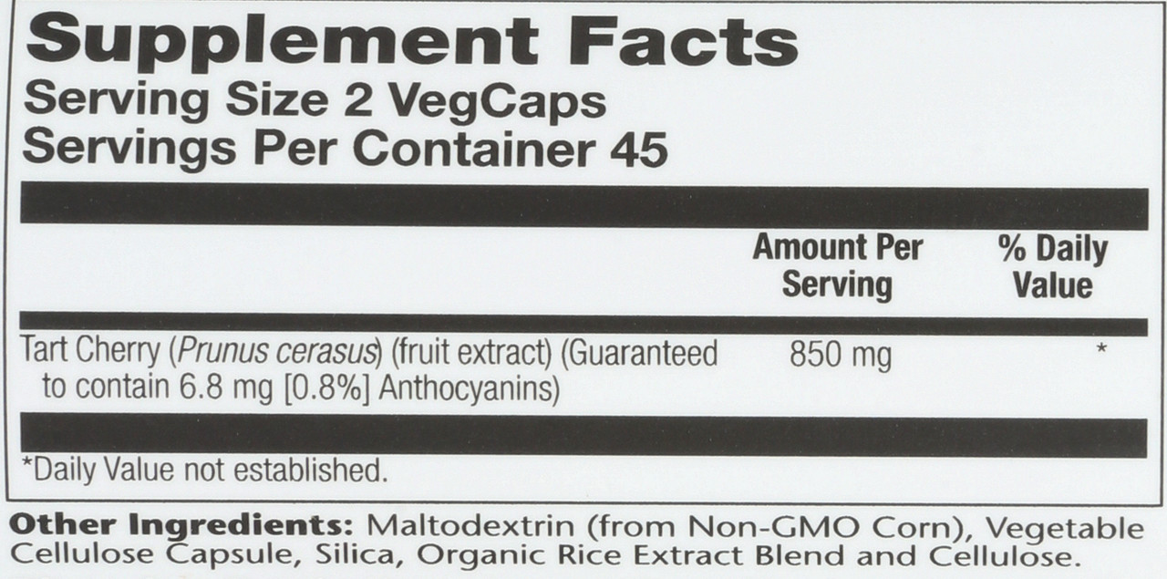 Tart Cherry Fruit Extract 90 Vegetarian Capsules