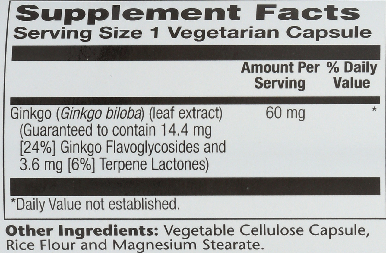 Ginkgo Biloba Leaf Extract 60 Vegetarian Capsules