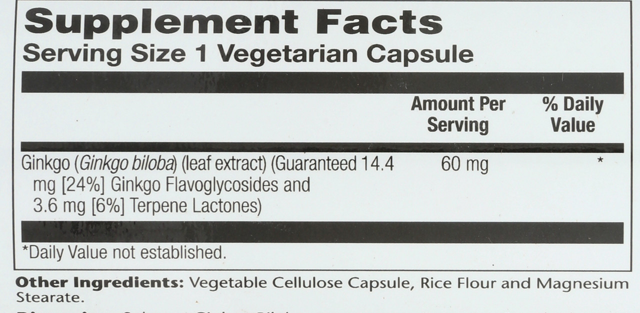 Ginkgo Biloba Leaf Extract 120 Vegetarian Capsules