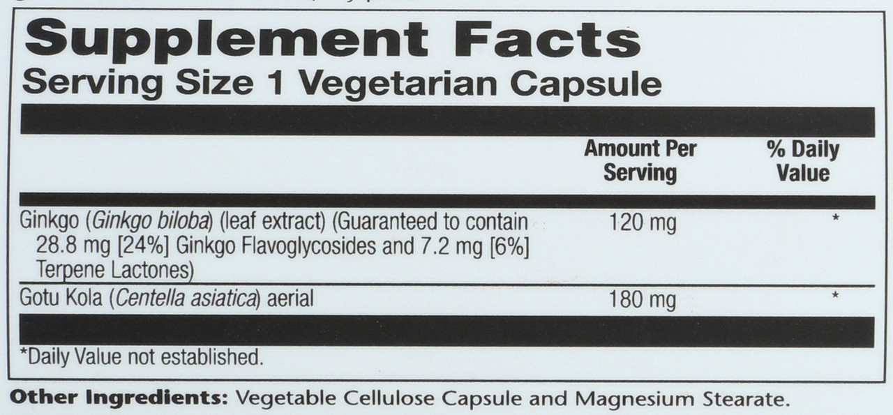 Gingko Biloba Leaf Extract, One Daily 60 Vegetarian Capsules