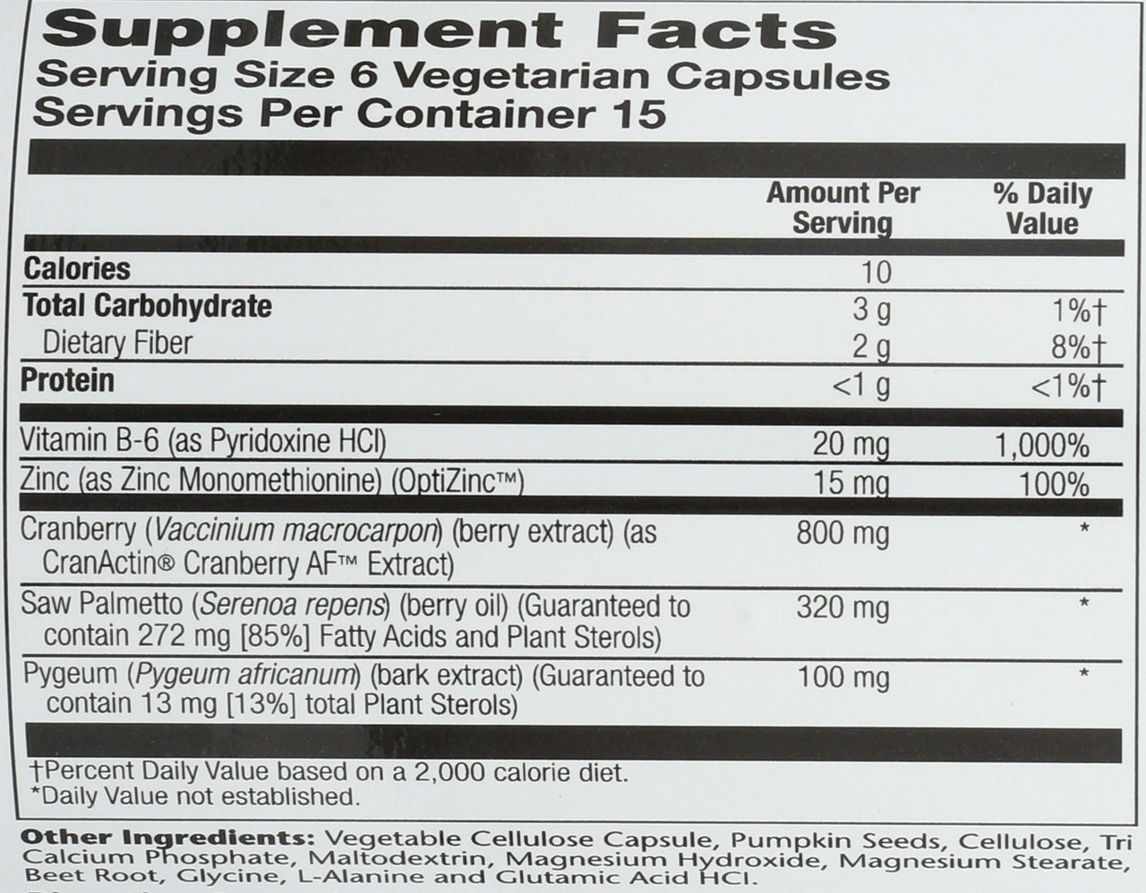 Pygeum & Saw Palmetto With Cranactin 90 Vegetarian Capsules