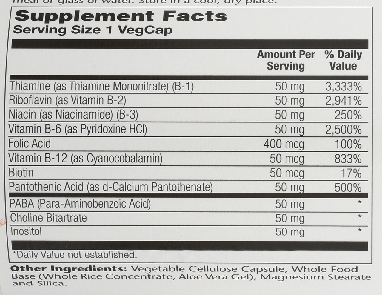 Vitamin B-Complex 50 250 Vegetarian Capsules