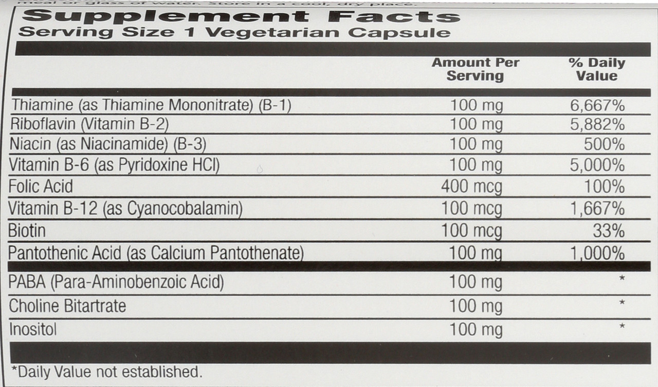 Vitamin B-Complex 100 50 Vegetarian Capsules