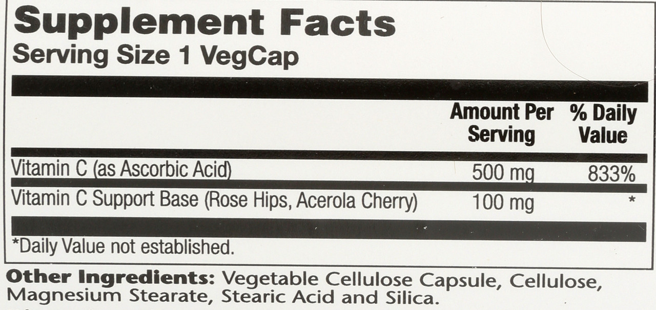 Vitamin C With Rose Hips & Acerola, Two-Stage Timed-Release 500mg 250 Vegetarian Capsules